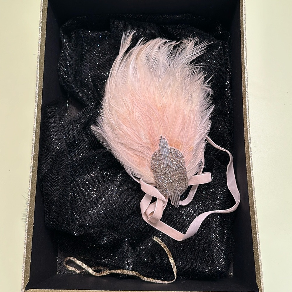 Beaded Feather hairpiece headband - great gastby